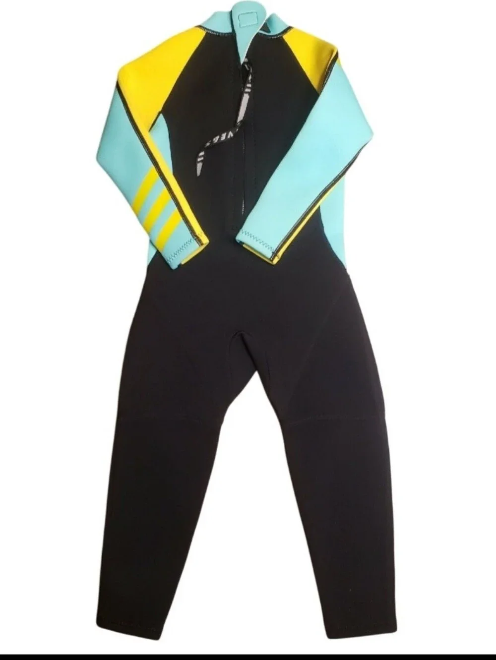 Kids Long Sleeve Full Wetsuit - Yellow & Aqua - Picture 4 of 4